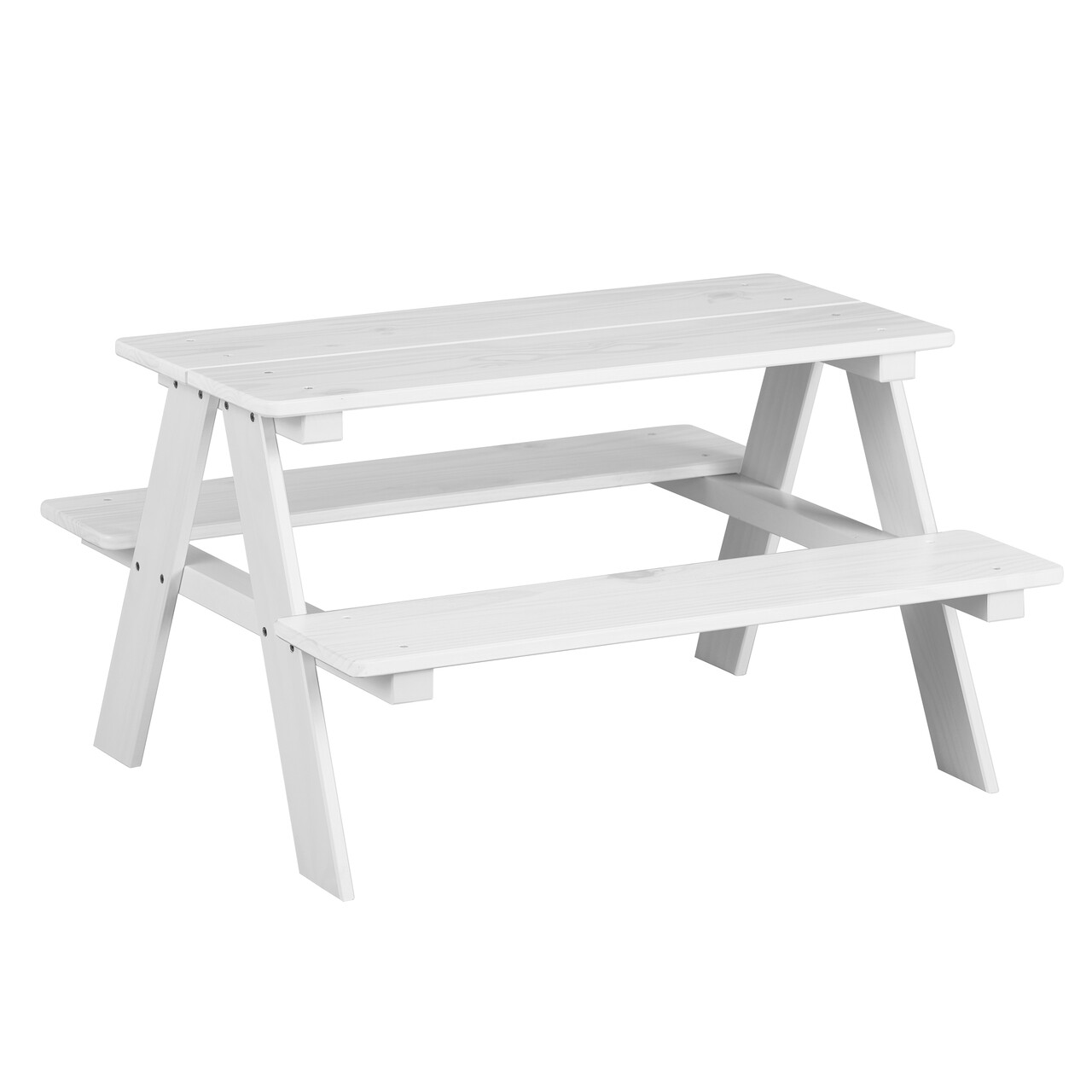 Set masa cu 2 banci pentru copii Henning, Inter Link, 90x82x50 cm, lemn, alb - imagine 6